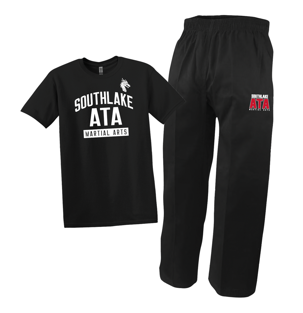 Lockdown BUNDLE : Tee + SMA Stack Kick Pants in Black