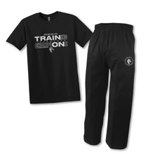 Load image into Gallery viewer, Summer 2026 BUNDLE : TRAIN ON Tee + Kick Pants in Black
