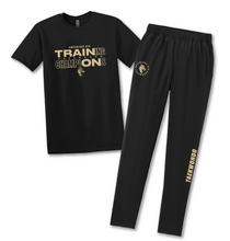 Load image into Gallery viewer, Summer 2026 GOLD ELITE BUNDLE : Tee + Training Champs Elite Pants in Black
